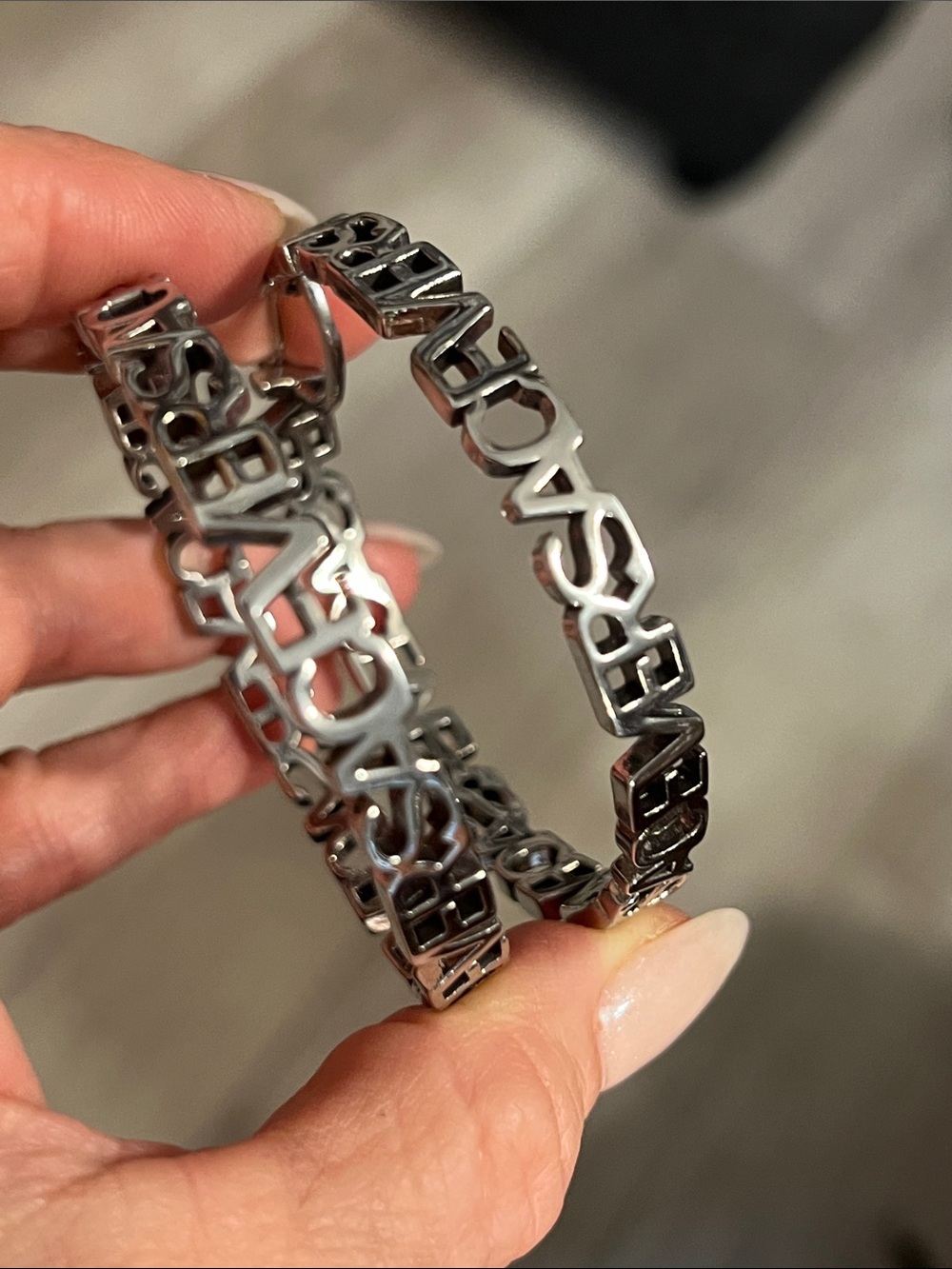 Silver Logo Script Hoop Earrings - Designer Inspired